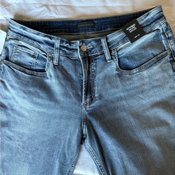 Silver Jeans, Boyfriend Mid Rise Slim Leg Jeans Size 31 Inseam 29 NWT - Picture 3 of 5